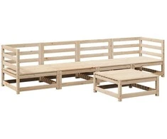 Lauko baldų komplektas Sodo sofos komplektas, 5 dalių, pušies medienos masyvas