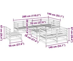 Lauko baldų komplektas Sodo sofos komplektas, 9 dalių, impregnuota pušies mediena