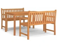 Lauko baldų komplektas Sodo valgomojo baldų komplektas, 3 dalių, tikmedžio masyvas