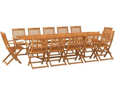 Lauko baldų komplektas Sodo valgomojo komplektas, 13 dalių, 280x90x75 cm, akacija