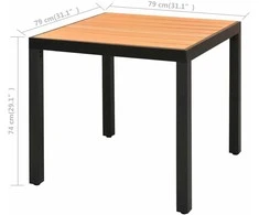 Lauko baldų komplektas Sodo valgomojo komplektas, 5 dalių, juodas/rudas, PVC ratanas