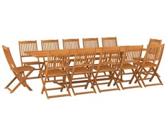 Lauko baldų komplektas Sodo valgomojo komplektas, 13 dalių, 280x90x75 cm, akacija