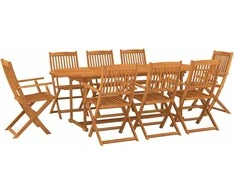 Lauko baldų komplektas Sodo valgomojo komplektas, 9 dalių, 220x90x75 cm, akacija