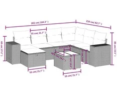 Sofa Sofos komplektas su pagalvėlėmis, 8 dalių, smėlio, poliratanas