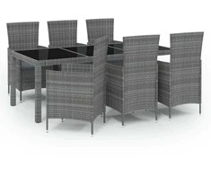 Lauko baldų komplektas su pagalvėmis, 7 dalių, pilkas, ratanas