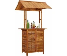 Lauko baro stalas su stogeliu, 113x106x217cm, akacijos masyvas