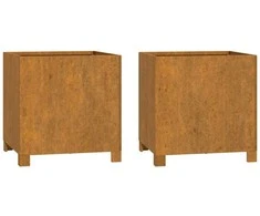 Loveliai su kojelėm, 2vnt., rūdžių, 42x40x43cm, Corten plienas