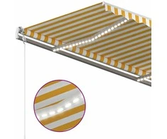 Markizė su LED/vėjo jutikliu, geltona/balta, 350x250cm