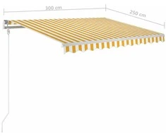 Markizė su LED/vėjo jutikliu, geltona/balta, 300x250cm