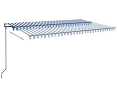 Markizė su LED/vėjo jutikliu, mėlyna/balta, 500x350cm