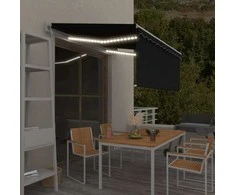 Markizė su uždanga/LED/vėjo jutikliu, antracito, 3x2,5m