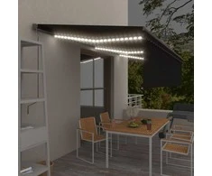 Markizė su uždanga/LED/vėjo jutikliu, antracito, 6x3m