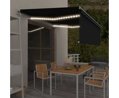 Markizė su uždanga/LED/vėjo jutikliu, antracito, 4x3m