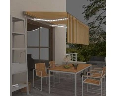 Markizė su uždanga/LED/vėjo jutikliu, geltona/balta, 3x2,5m