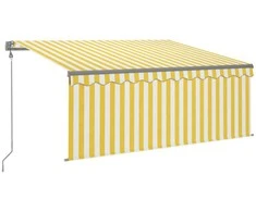 Markizė su uždanga/LED/vėjo jutikliu, geltona/balta, 3x2,5m