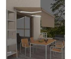 Markizė su uždanga/LED/vėjo jutikliu, kreminė, 3x2,5m