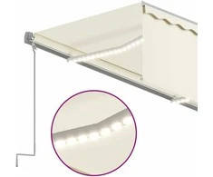 Markizė su uždanga/LED/vėjo jutikliu, kreminė, 3x2,5m