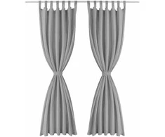 Mikro satino užuolaidos su kilpomis, 2 vnt., 140x225 cm, pilkos