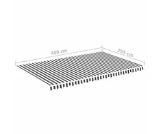 Pakaitinis audinys markizei, antracito ir baltos spalvos, 5x3 m