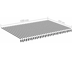 Pakaitinis audinys markizei, antracito ir baltos spalvos, 4,5x3 m