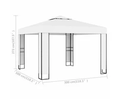Pavėsinė su dvigubu stogu, baltos spalvos, 3x3m