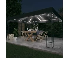 Pavėsinė su lemputėmis LED, antracito, 3x4 m