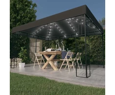 Pavėsinė su lemputėmis LED, antracito, 3x4m