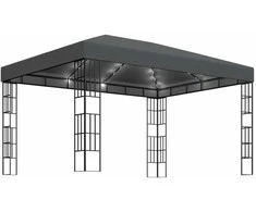 Pavėsinė su lemputėmis LED, antracito, 3x4m
