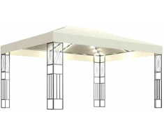 Pavėsinė su lemputėmis LED, kreminė, 3x4m