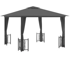Pavėsinė su šoninėmis sienomis ir stogu, antracito, 3x3m