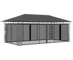 Pavėsinė su tinkleliu nuo uodų, antracito spalvos, 6x3x2,73m