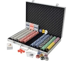 Pokerio rinkinys su 1000 žetonų su vertėmis, aliuminis