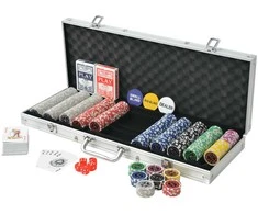 Pokerio rinkinys su 500 žetonų su vertėmis, aliuminis