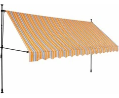 Rankinė ištraukiama markizė su LED, geltona ir mėlyna, 400cm