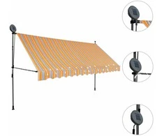 Rankinė ištraukiama markizė su LED, geltona ir mėlyna, 400cm