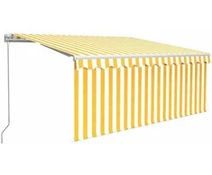 Rankiniu būdu ištraukiama markizė, geltona ir balta, 3,5x2,5m