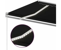 Rankiniu būdu ištraukiama markizė su LED, antracito, 500x350cm