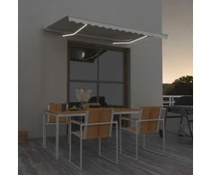 Rankiniu būdu ištraukiama markizė su LED, kreminė, 350x250cm