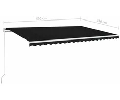 Rankiniu būdu ištraukiama markizė su LED, antracito, 500x350cm