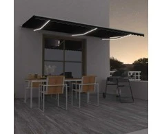 Rankiniu būdu ištraukiama markizė su LED, antracito, 600x350cm