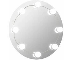 Sieninis veidrodis su LED lemputėmis, apskritas, stiklas