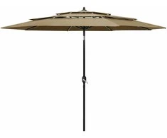 Skėtis nuo saulės su aliuminiu stulpu, taupe, 3m, 3 aukščių