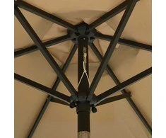 Skėtis nuo saulės su LED, taupe, 200x211cm, aliuminis