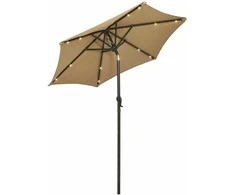 Skėtis nuo saulės su LED, taupe, 200x211cm, aliuminis