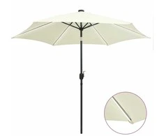 Sodo skėtis su LED ir aliuminio stulpu, smėlio baltas, 300cm