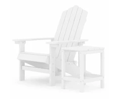 Sodo Adirondack kėdė su staliuku, baltos spalvos, HDPE