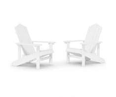 Sodo Adirondack kėdės, 2vnt., baltos spalvos, HDPE