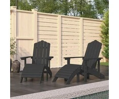 Sodo Adirondack kėdės su pakojomis, 2vnt., antracito, HDPE