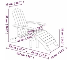Sodo Adirondack kėdės su pakojomis ir staliuku, antracito, HDPE
