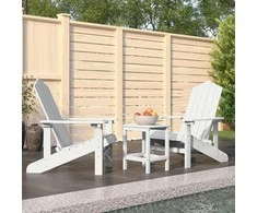 Sodo Adirondack kėdės su staliuku, baltos spalvos, HDPE